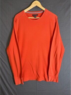Banana Republic Men’s Waffle Knit Long Sleeve Thermal Shirt Medium Tall Orange M